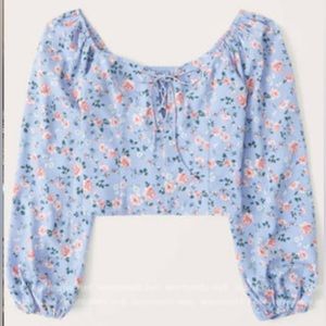 Abercrombie & Fitch Blue Floral Print Sweetheart Top.